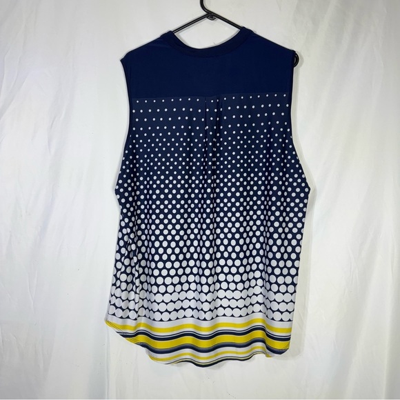 PerSeption Women’s Sleeveless Polka Dot & Stripes Blouse - Picture 3 of 6